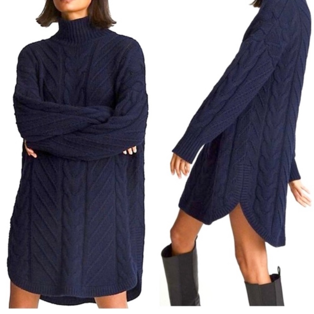 Reiss Laura Cable Knit Sweater Dress